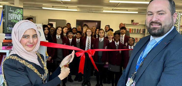 Image of Rayner Stephens High School new library opened by The Civic Mayor